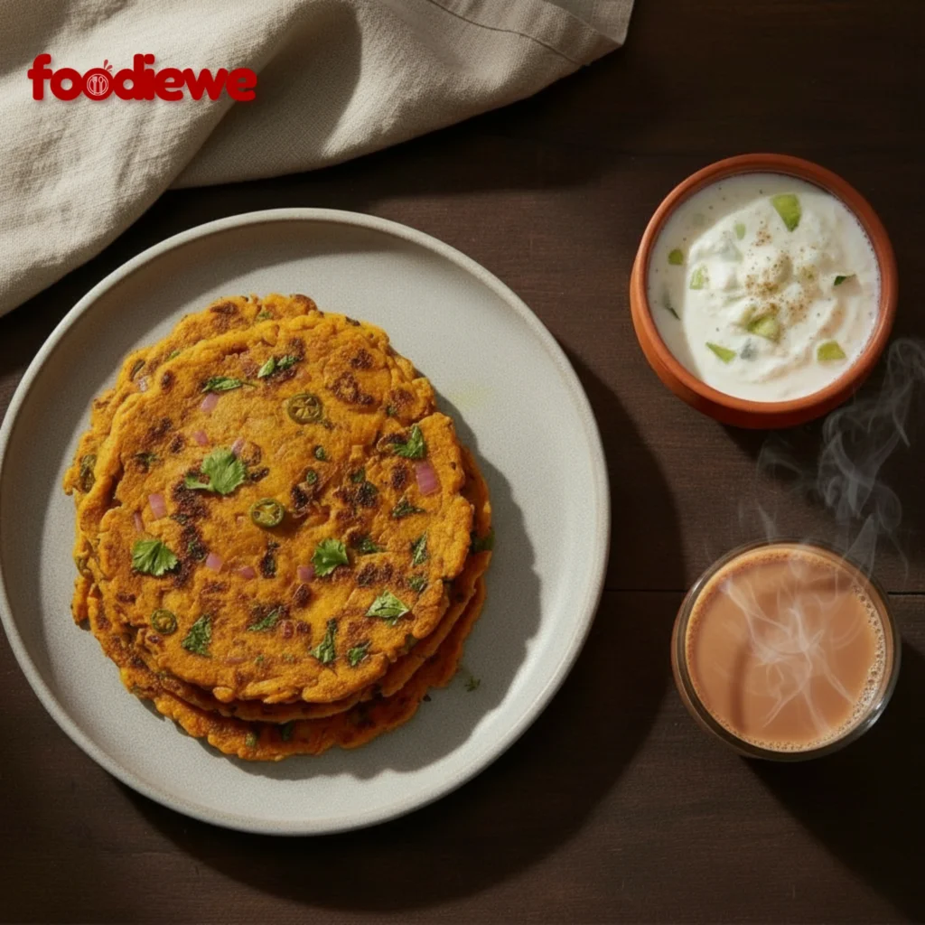 Besan-chilla-raita-chai